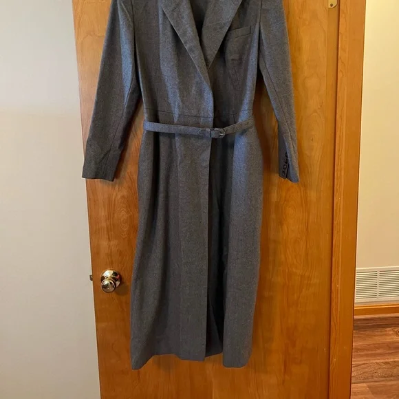 Ralph Lauren Wool Coat With Belt Gray Vintage Blue Label Made USA Size 10 FLAW - Picture 2 of 16